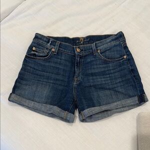 7 For All Mankind Dark Blue Jean Shorts